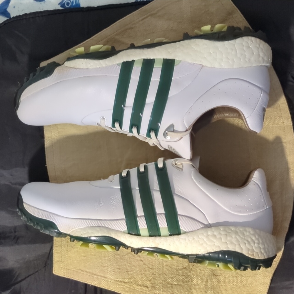 Adidas Men's Professional Tour 360 Golf Shoes In White & Dark Green Only $75 - Picture 6 of 7